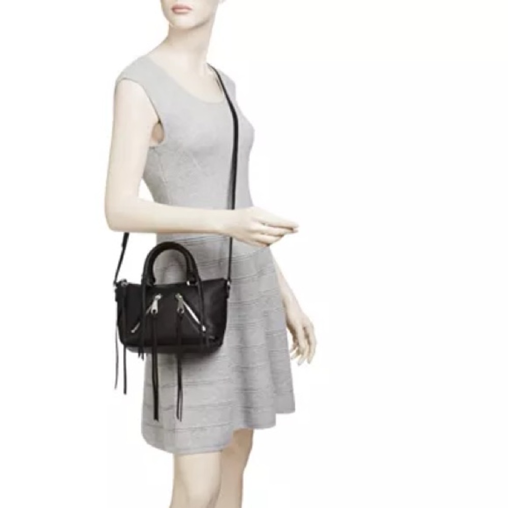 Rebecca Minkoff Micro Moto leather fringe Crossbody black A+ condition - Picture 2 of 11